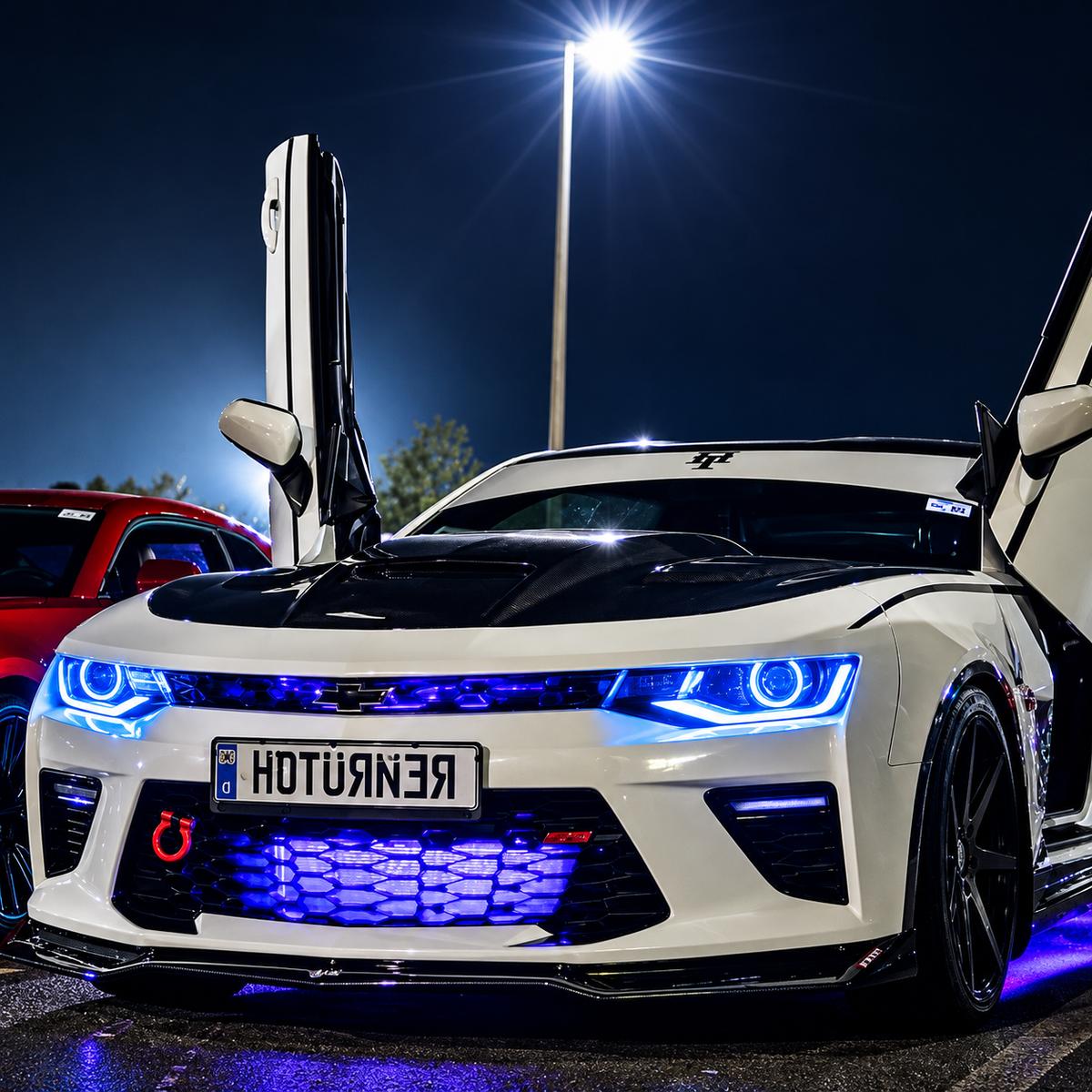 2016-2018 Chevrolet Camaro prebuilt Flow Series custom headlights by Alurexx Lighting.